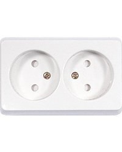 Розетка двойная открытой установки без з/к, белый, LK Standard (813604). Розетка без заземляющих контактов с защитными шторками. Экопласт в Саратове