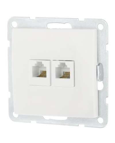 Розетка телефонная двойная 2xRJ-12 с накладкой, белый LK60 (865604-1). Розетка телефонная. Экопласт в Саратове