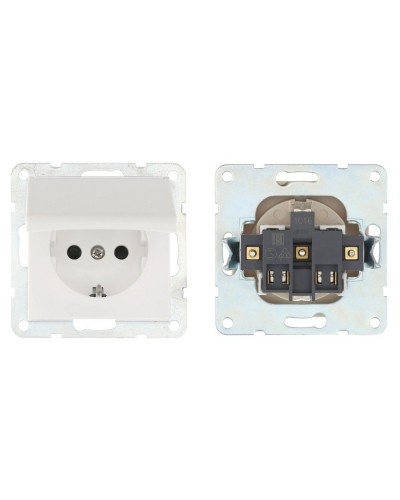 Розетка с з/к, шторками и крышкой, белый LK80 (843404-1). Розетка. Экопласт в Саратове