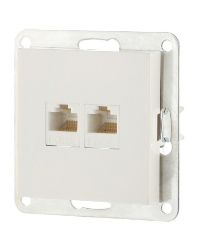 Розетка 2xRJ-45 кат.5е с накладкой, белый LK80 (846204-1). Розетка компьютерная двойная. Экопласт в Саратове