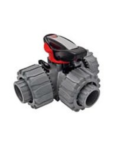 Ecoplast Кран шаровой трехходовой ПВХ D25 (уплотнение TPV, остальное EPDM) с муфтовым окончанием (49448). Кран шаровой, с муфтовым окончанием. Экопласт в Саратове