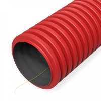 Труба ПНД жесткая двустенная ПНД D125 с/з тип 1250 (SN63) красная (PR15.00982). Труба гофрированная двустенная ПНД гибкая. Промрукав