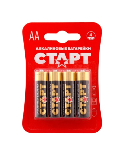 СТАРТ LR6-BL4 (1,5 В, AA, LR6), упак. 4 шт. БЛИСТЕР. Алкалиновые батарейки. СТАРТ в Саратове