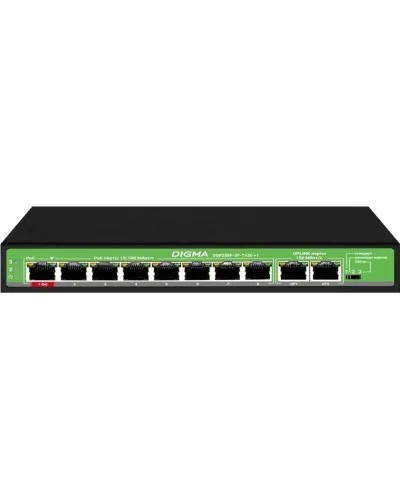 DSP208F-2F-T120 DSP208F-2F-T120 V1 (L2) 10х100Мбит/с 8PoE 8PoE+ 120W. Коммутатор с питанием по PoE. Digma в Саратове