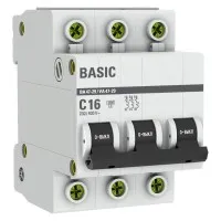 Автоматический выключатель 3P 16А (C) 4,5кА ВА 47-29 Basic (mcb4729-3-16C): Автоматический выключатель