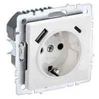 Розетка с з/к с USB A+C 18Вт РЮш11-1-БрБ белый BRITE (BR-R14-16-U22-018-K01). Розетка с заземлением с защитными шторками, 18Вт. IEK