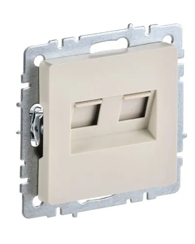Розетка RJ45 РК10-2-БрКр кат.5E, бежевый BRITE (BR-K20-1-K10). Розетка компьютерная двойная. IEK в Саратове