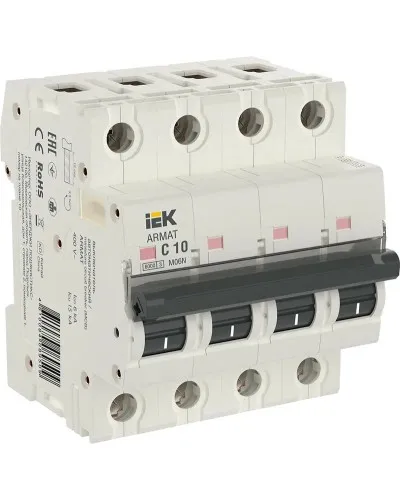 M06N 4P C 10А 6кА ARMAT (AR-M06N-4-C010). Автоматический выключатель. IEK в Саратове