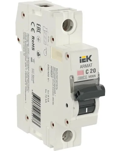 M06N 1P C 20А 6кА ARMAT (AR-M06N-1-C020). Автоматический выключатель. IEK в Саратове