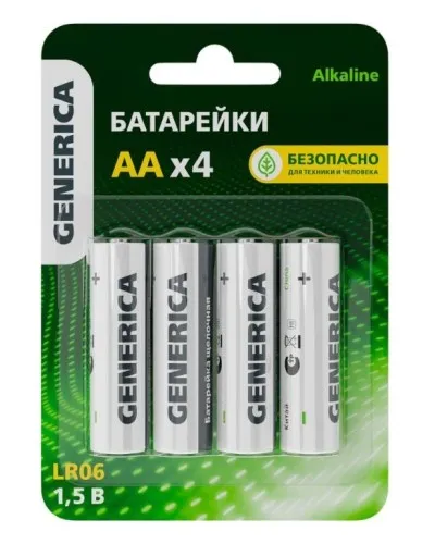 Батарейка Alkaline LR06/AA GENERICA (4 шт) (ABT-LR06-ST-L04-G). Батарейка щелочная. IEK в Саратове