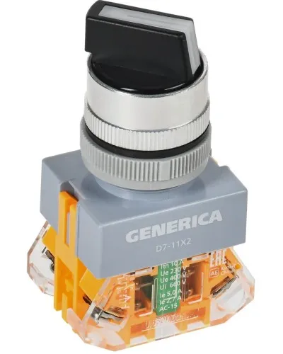 Переключатель D7-11X2 на 2 положения черный GENERICA (BSW50-11X2-3-21-2-K02-G). Переключатель. IEK в Саратове