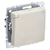 Розетка с з/к РСбш10-3-44-БрКр бежевый BRITE (BR-R16-16-44-K10). Розетка с заземлением с защитными шторками и крышкой. IEK