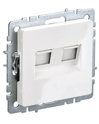 Розетка RJ45 РК10-2-БрБ кат.5E, белая BRITE (BR-K20-1-K01). Розетка компьютерная двойная. IEK в Саратове