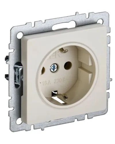 Розетка без з/к РС11-1-0-БрКр бежевый BRITE (BR-R11-16-K10). Розетка без заземления без защитных шторок. IEK в Саратове