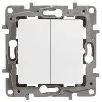 Выключатель двухклавишный 10AX-250В ETIKA, белый (672202). Выключатель. LegranD