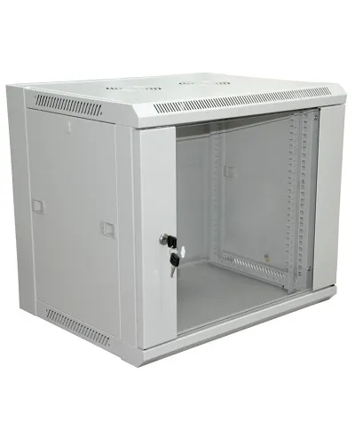 Шкаф телекоммуникационный 19 настенный 9U 600×600×500 мм (ШxГxВ) - передняя дверь стекло, боковые стенки съемные (разобранный) RAL 7035 (04-2221). Шкаф телекоммуникационный 19 настенный 9U. Rexant в Саратове