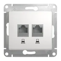 Glossa розетка RJ45+RJ45 2-местная, кат. 5Е, скрытой установки, механизм, белый (GSL000185KK). Розетка компьютерная. Systeme Electric