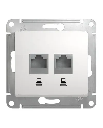 Glossa розетка RJ45+RJ45 2-местная, кат. 5Е, скрытой установки, механизм, белый (GSL000185KK). Розетка компьютерная. Systeme Electric в Саратове