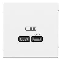 ArtGallery розетка USB тип-С 65Вт высокоскоростной заряд. QC, PD, скрытой установки, механизм, белый (GAL000127). Розетка USB. Systeme Electric
