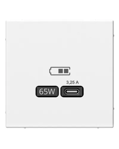 ArtGallery розетка USB тип-С 65Вт высокоскоростной заряд. QC, PD, скрытой установки, механизм, белый (GAL000127). Розетка USB. Systeme Electric в Саратове