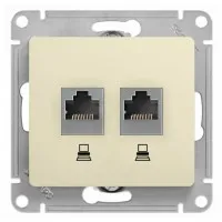 Glossa розетка RJ11+RJ45, 2-местная, кат. 5Е, скрытой установки, механизм, бежевый (GSL000285). Розетка компьютерная + телефонная. Systeme Electric