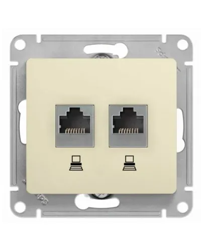 Glossa розетка RJ11+RJ45, 2-местная, кат. 5Е, скрытой установки, механизм, бежевый (GSL000285). Розетка компьютерная + телефонная. Systeme Electric в Саратове