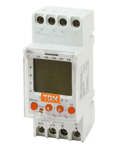 ТЭ822-2кан-1мин/7дн-44on/off-2х16А-DIN TDM (SQ1503-0003). Таймер электронный. TDM ЕLECTRIC в Саратове