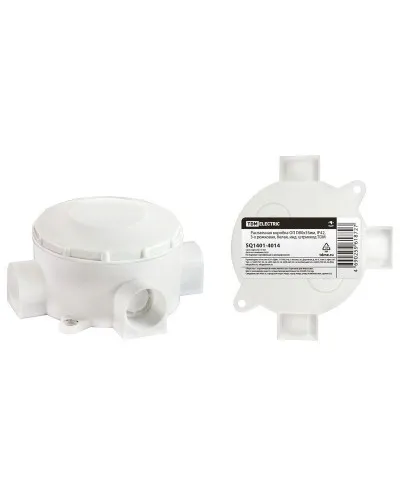 Распаячная коробка ОП D80х35мм, IP42, 3-х рожковая, белая TDM (SQ1401-4014). Распаячная коробка ОП. TDM ЕLECTRIC в Саратове