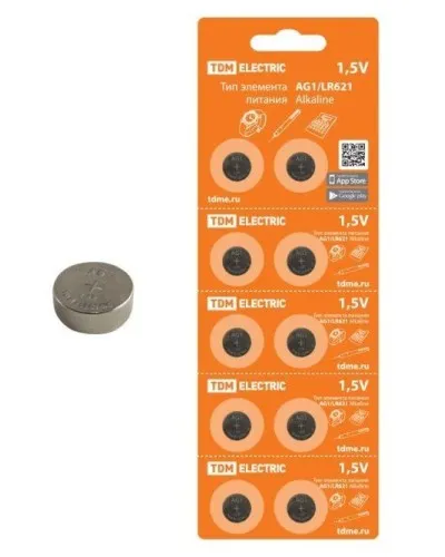 AG1/LR621 Alkaline 1,5V BP-10 TDM (SQ1702-0045). Элемент питания. TDM ЕLECTRIC в Саратове