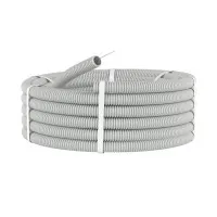 Труба ПВХ тяжелая серая D50 (91550). Труба гофрированная с протяжкой, не распространяющая горение. ДКС