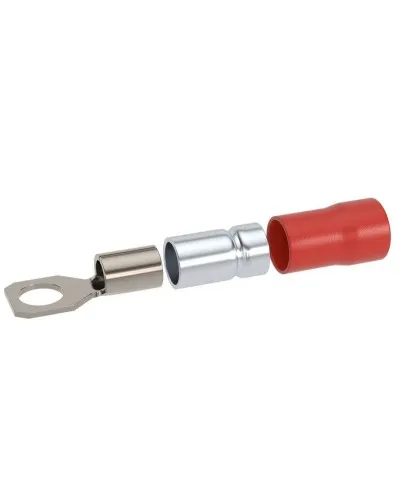 Наконечник НКИ 0,25-1,5 М5 (D5,3мм) с отверстием под винт (100 шт) (2A5P-DS-PVC). Наконечник с отверстием под винт и изолированным фланцем ПВХ, двойная гильза. ДКС в Саратове