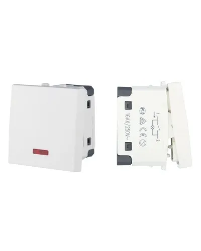 Выключатель с индикатором 45х45мм 16 A, 250 B, белый LK45 (850904). Выключатель. Экопласт в Саратове