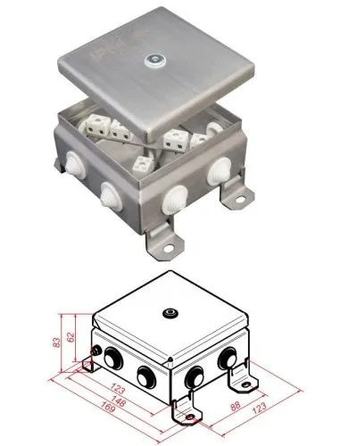 КМ-О (12к)-IP55-1212, 8 вводов, нержавейка: Коробка монтажная огнестойкая в Саратове