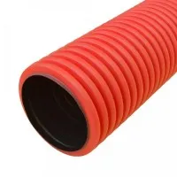 Труба ПНД жесткая двустенная D110, красная (6 м) (PR15.0069). Труба гофрированная двустенная ПНД жесткая. Промрукав